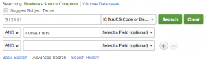 advanced search with naics code and keyword