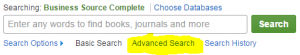 BSC search box with Advanced Search highlighted